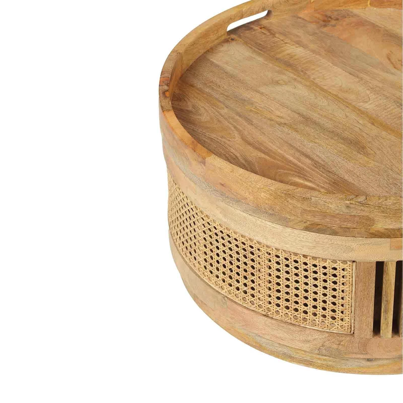 Set de 2 tables basses manguier et cannage