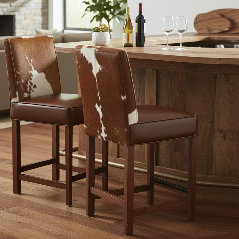 Tabouret de bar en peau de vache | Acacia Savage