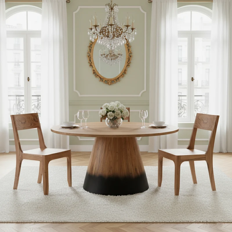 Table de repas ronde 140 cm | Acacia Dimona