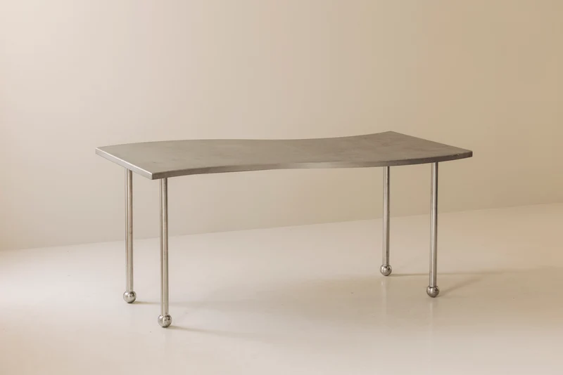 Postmodern Steel Free-Form Dining Table, France 1980s