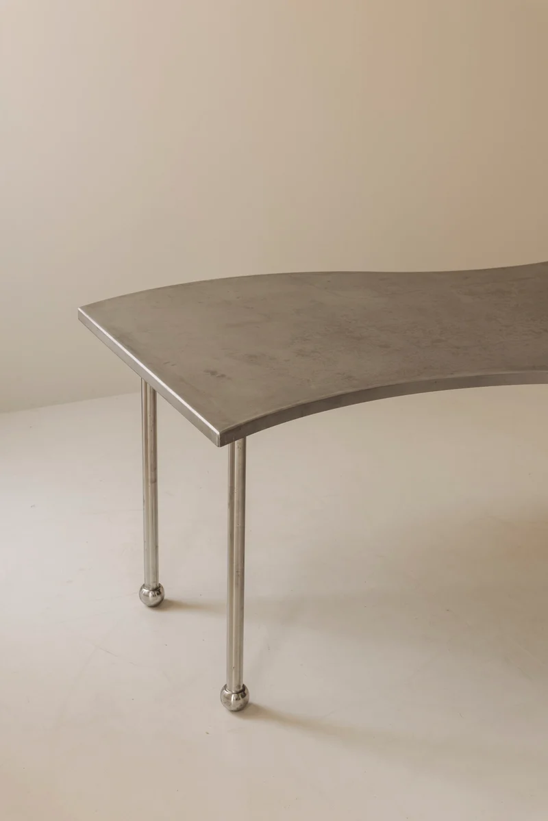 Postmodern Steel Free-Form Dining Table, France 1980s