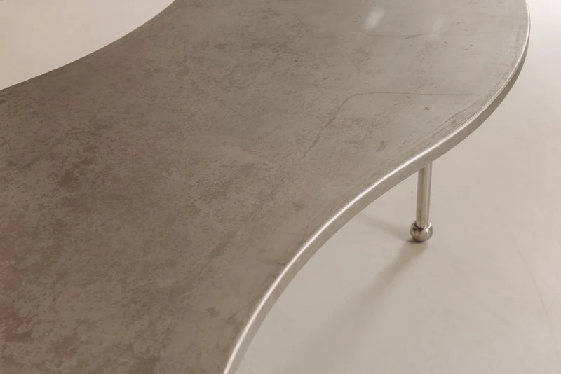 Postmodern Steel Free-Form Dining Table, France 1980s
