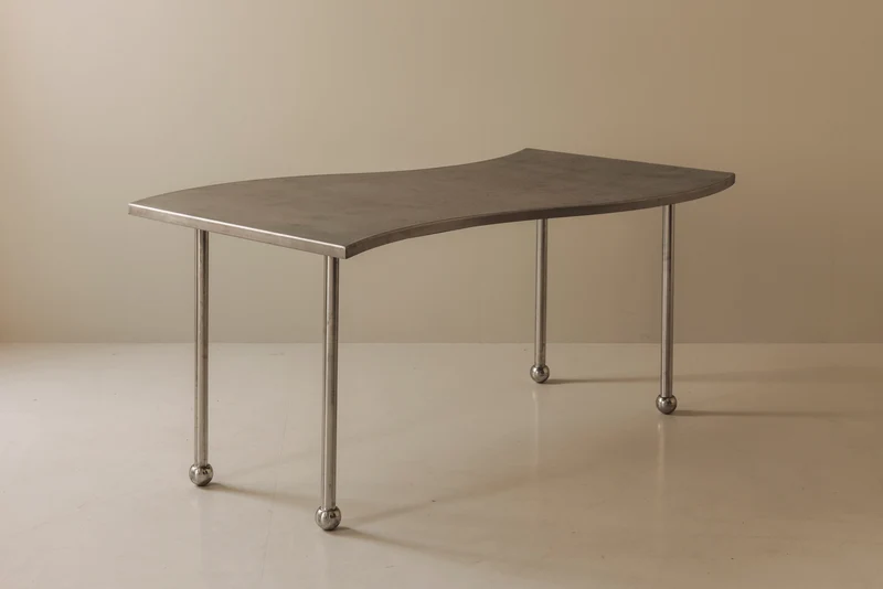 Postmodern Steel Free-Form Dining Table, France 1980s