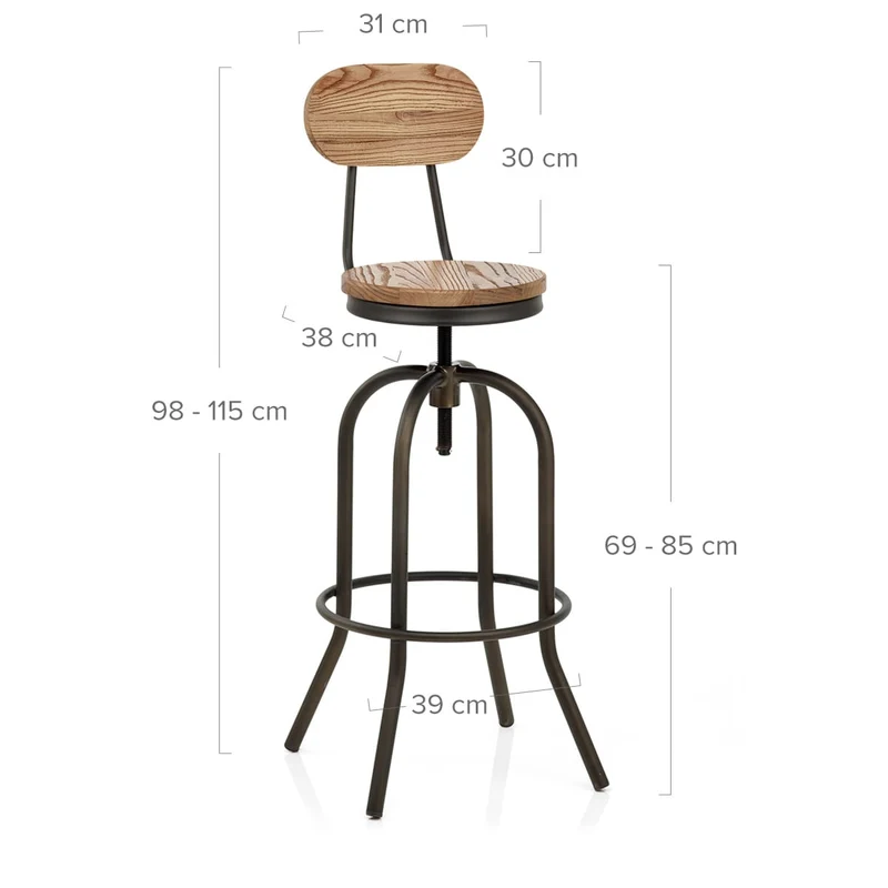 Tabouret de Bar Bois Clair - Vintage Swivel Bois