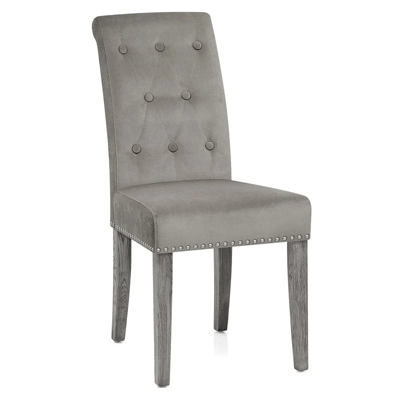 Chaise velours bois - Moreton Gris