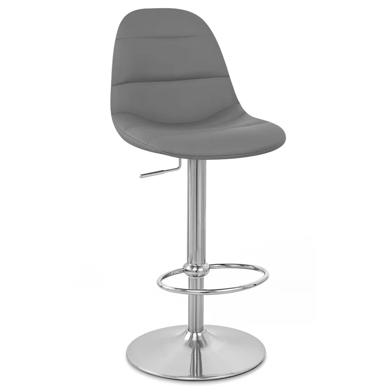 Chaise de Bar Faux Cuir Chrome Brossé - Ferrero Gris
