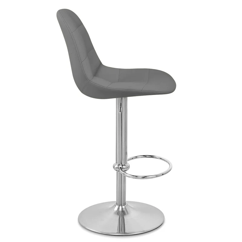 Chaise de Bar Faux Cuir Chrome Brossé - Ferrero Gris