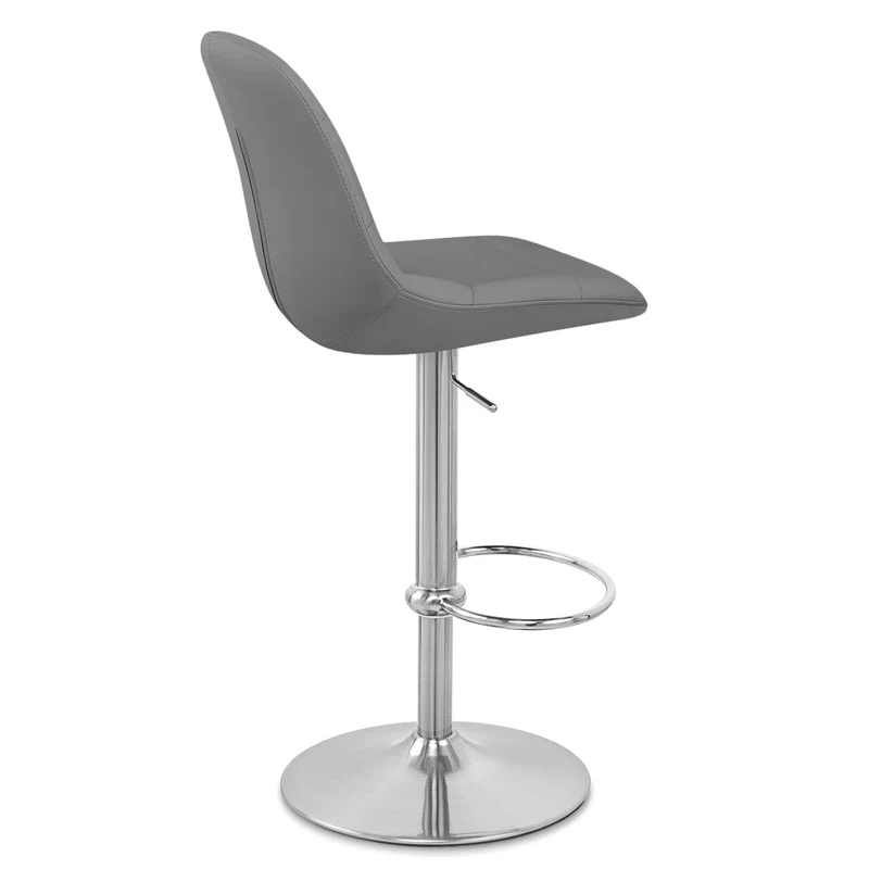 Chaise de Bar Faux Cuir Chrome Brossé - Ferrero Gris