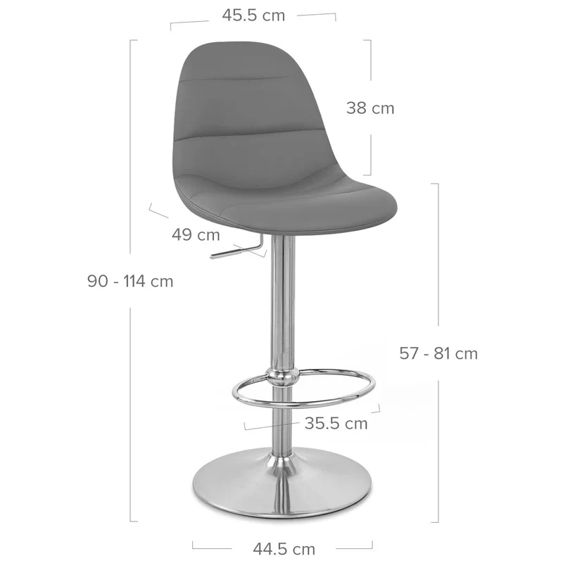 Chaise de Bar Faux Cuir Chrome Brossé - Ferrero Gris