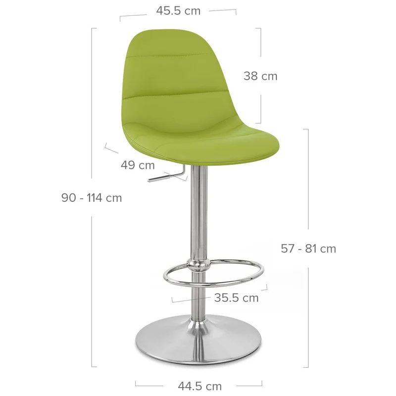 Chaise de Bar Faux Cuir Chrome Brossé - Ferrero Vert