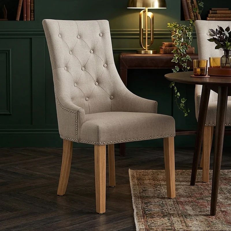 Chaise Chêne Tissu - Ascot Taupe