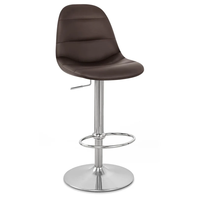 Chaise de Bar Faux Cuir Chrome Brossé - Ferrero Marron