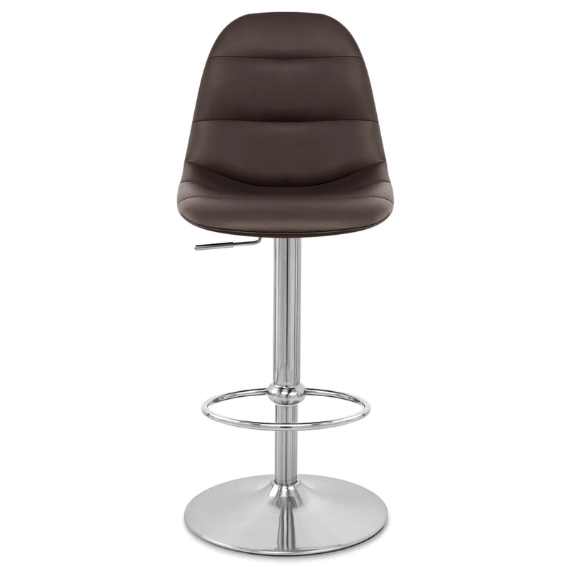 Chaise de Bar Faux Cuir Chrome Brossé - Ferrero Marron