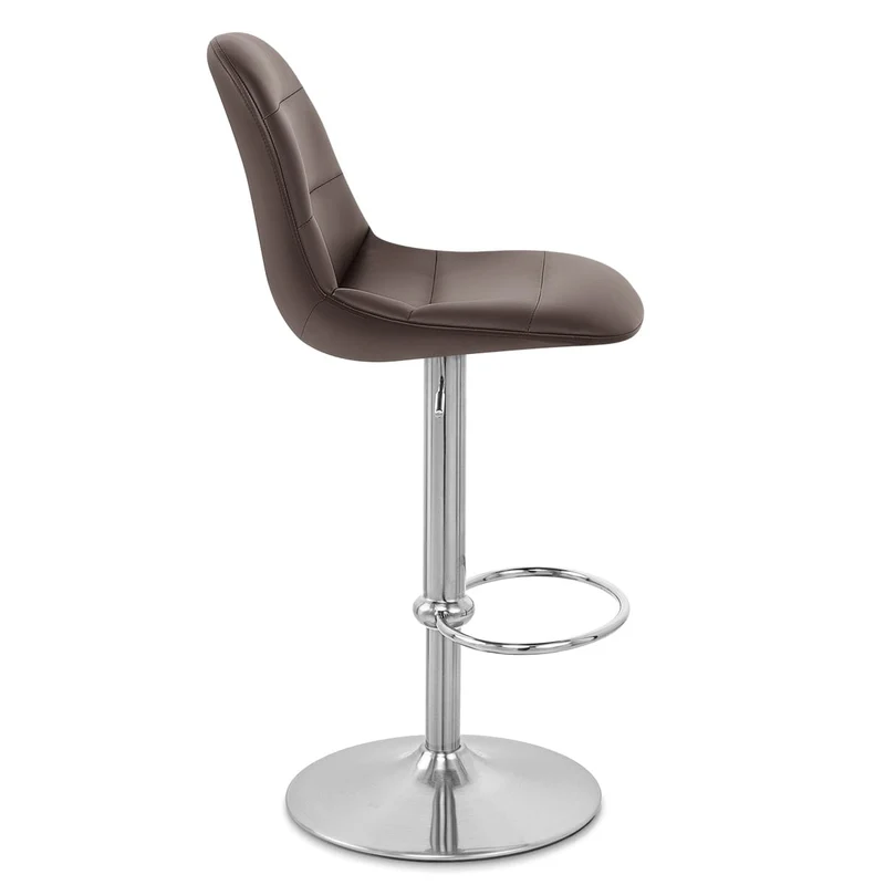 Chaise de Bar Faux Cuir Chrome Brossé - Ferrero Marron