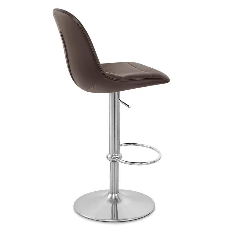 Chaise de Bar Faux Cuir Chrome Brossé - Ferrero Marron