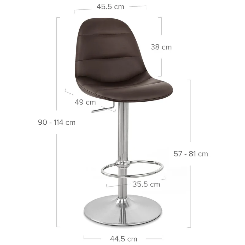 Chaise de Bar Faux Cuir Chrome Brossé - Ferrero Marron