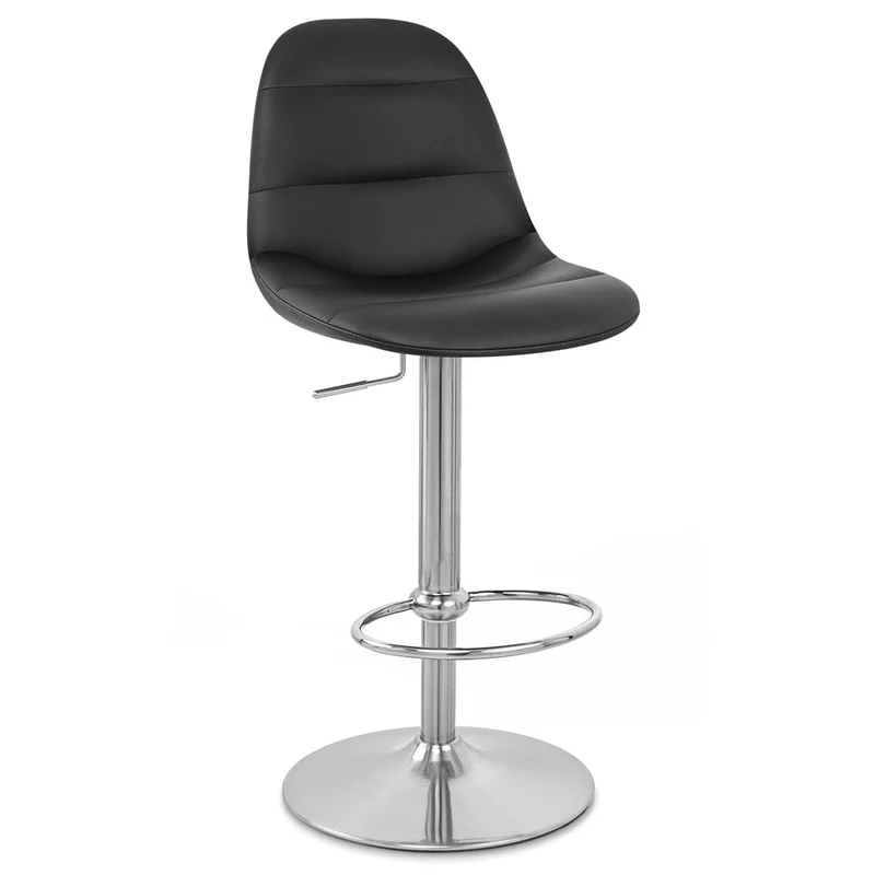 Chaise de Bar Faux Cuir Chrome Brossé - Ferrero Noir