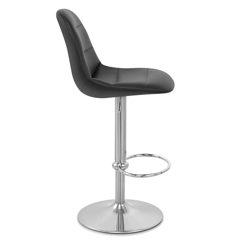 Chaise de Bar Faux Cuir Chrome Brossé - Ferrero Noir