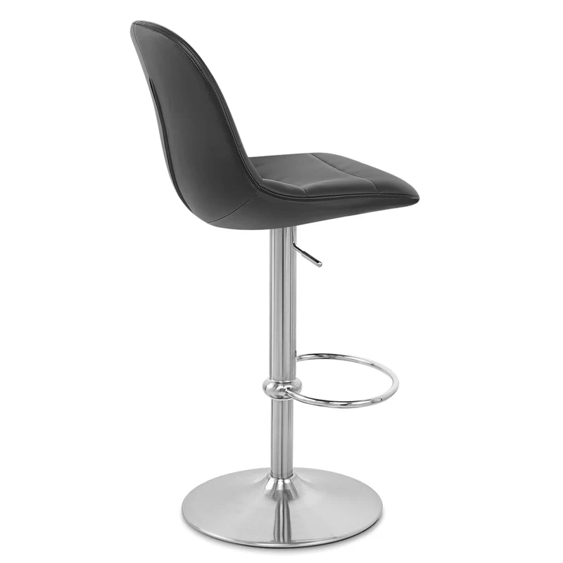 Chaise de Bar Faux Cuir Chrome Brossé - Ferrero Noir