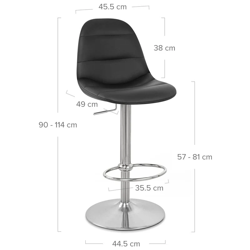 Chaise de Bar Faux Cuir Chrome Brossé - Ferrero Noir