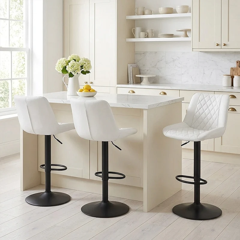 Tabouret de Bar Faux Cuir - Faro Blanc