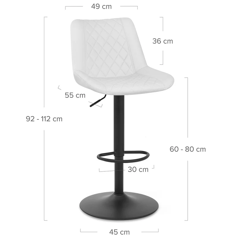 Tabouret de Bar Faux Cuir - Faro Blanc