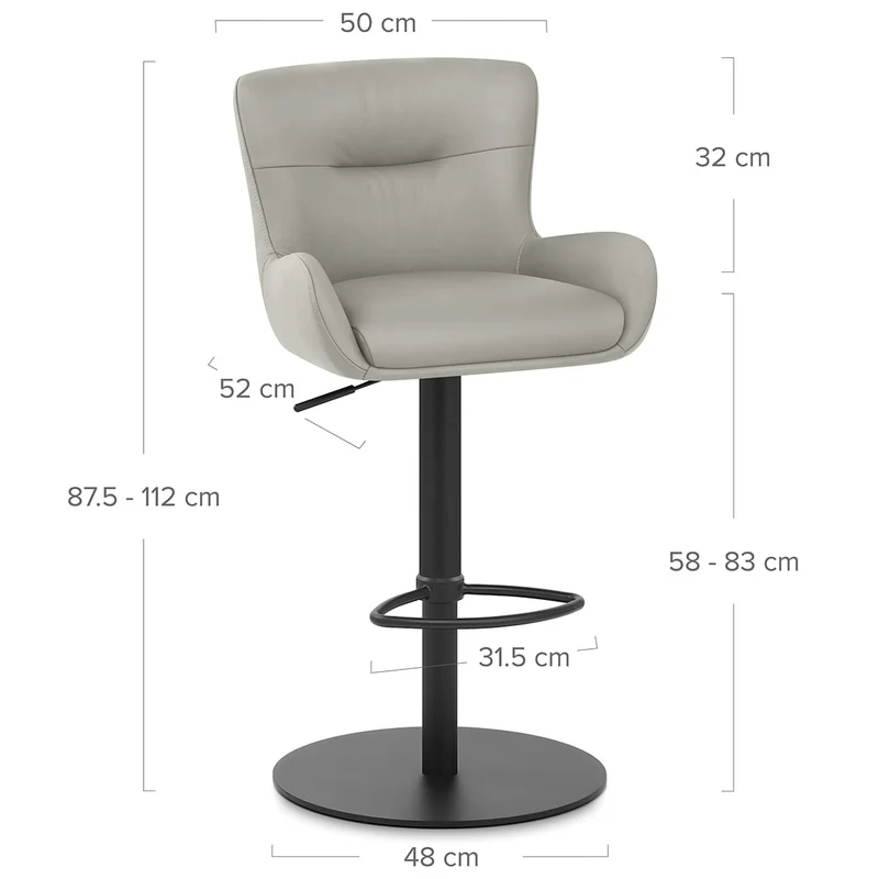 Tabouret Cuir Véritable - Faraday Gris