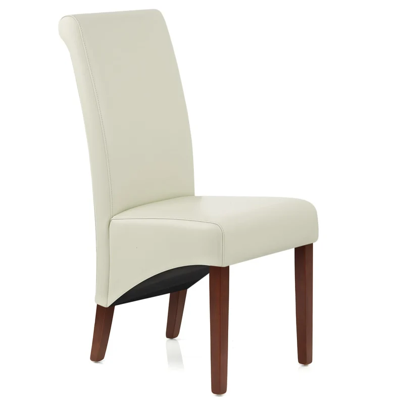 Chaise Bois Cuir Croûté - Carlo Noyer Crème