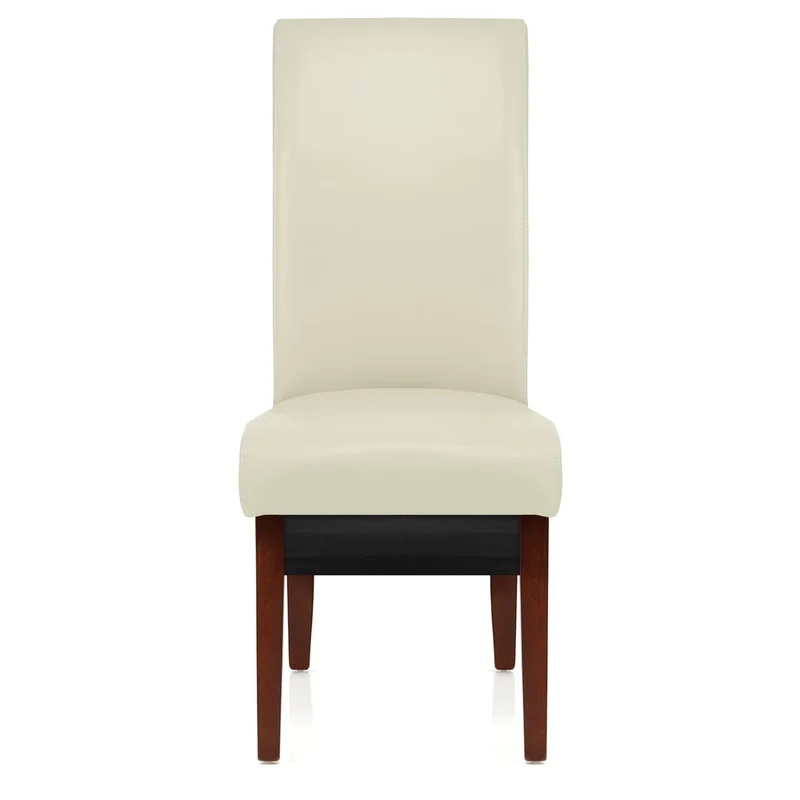 Chaise Bois Cuir Croûté - Carlo Noyer Crème