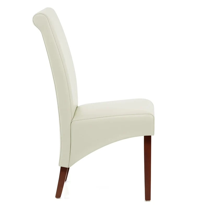 Chaise Bois Cuir Croûté - Carlo Noyer Crème