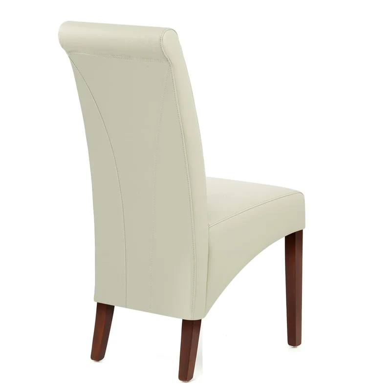 Chaise Bois Cuir Croûté - Carlo Noyer Crème