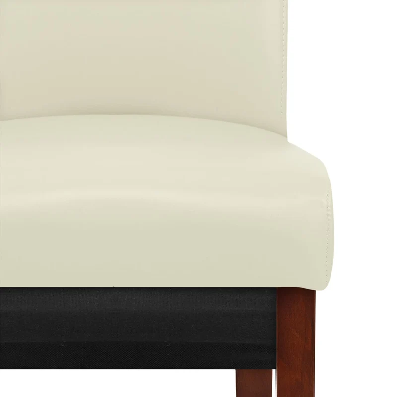 Chaise Bois Cuir Croûté - Carlo Noyer Crème