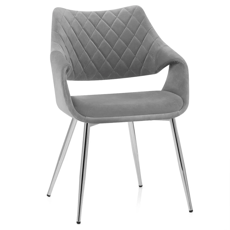 Chaise Chrome Velours - Fairfield Gris