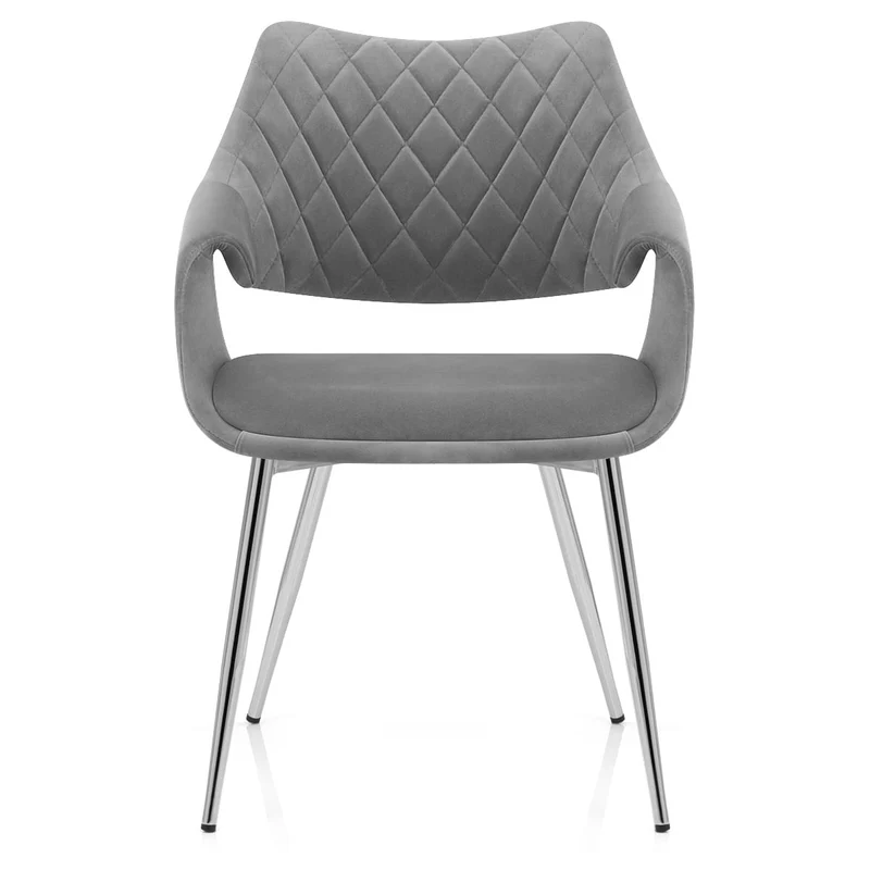 Chaise Chrome Velours - Fairfield Gris