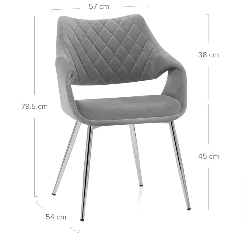 Chaise Chrome Velours - Fairfield Gris