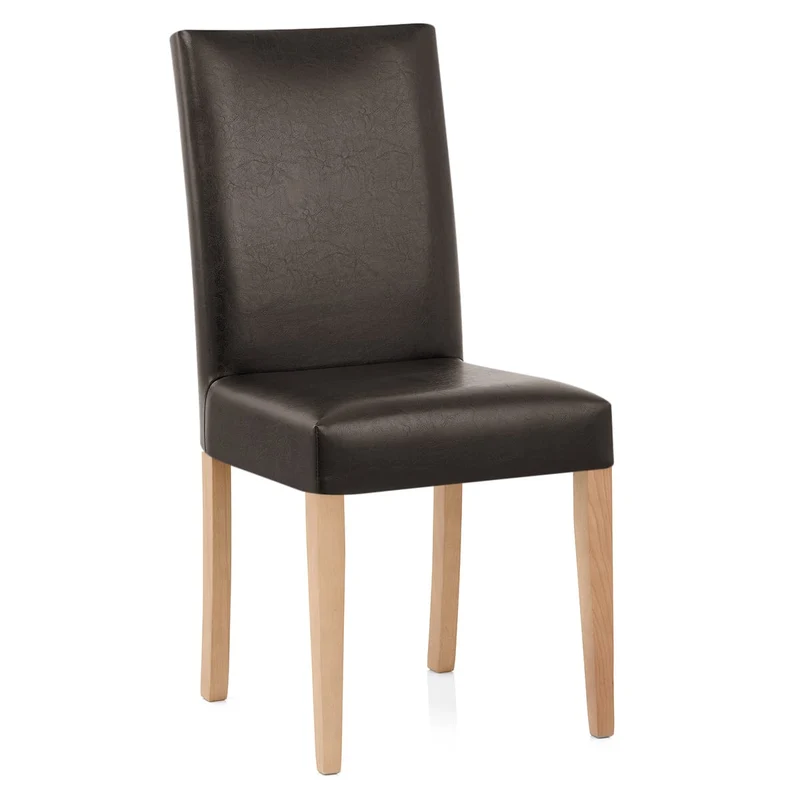 Chaise Cuir Croûté Bois - Chicago Chêne Marron