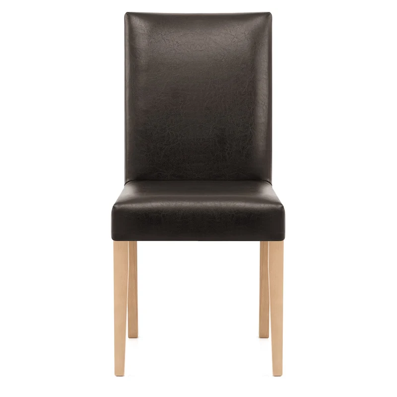 Chaise Cuir Croûté Bois - Chicago Chêne Marron