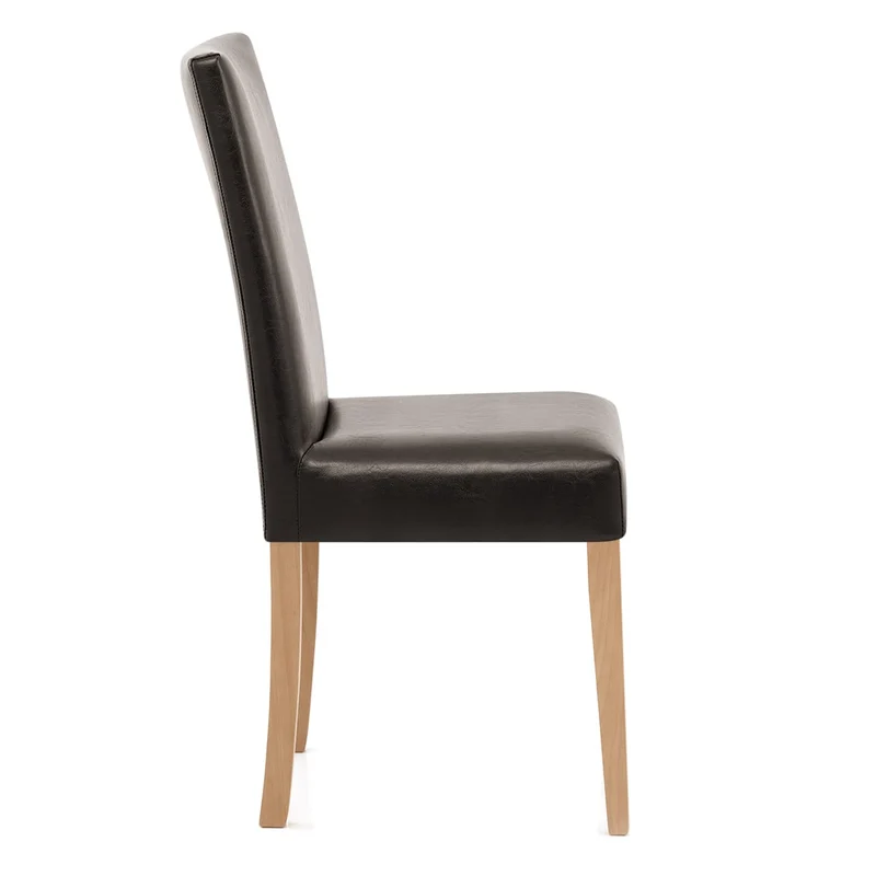 Chaise Cuir Croûté Bois - Chicago Chêne Marron