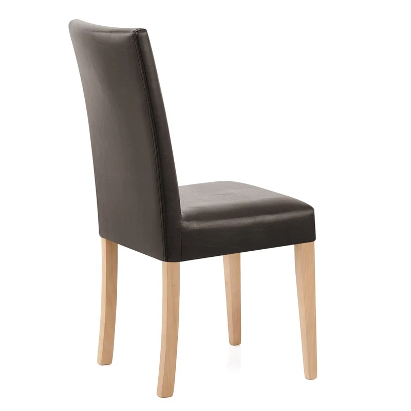 Chaise Cuir Croûté Bois - Chicago Chêne Marron