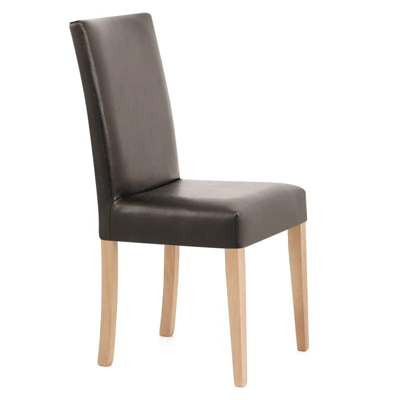 Chaise Cuir Croûté Bois - Chicago Chêne Marron