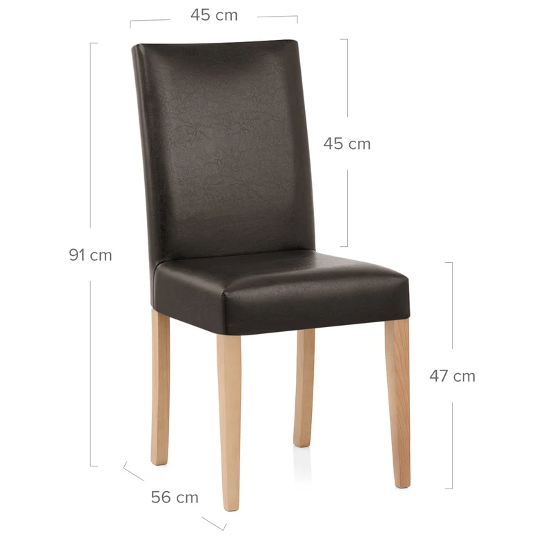 Chaise Cuir Croûté Bois - Chicago Chêne Marron