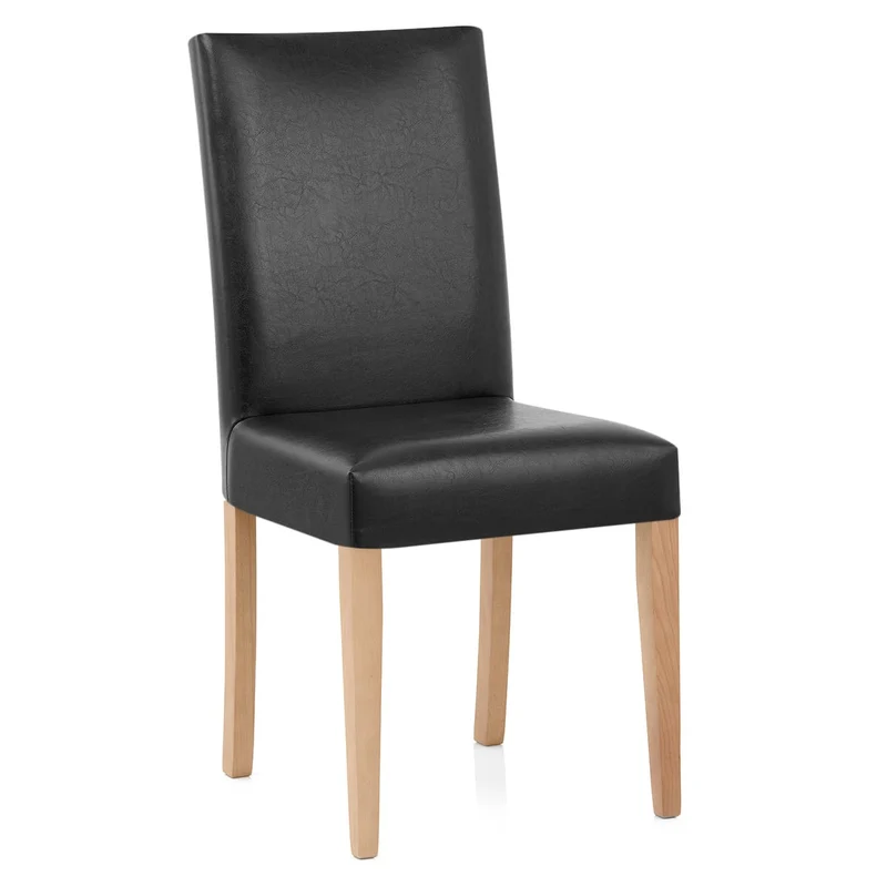 Chaise Cuir Croûté Bois - Chicago Chêne Noir