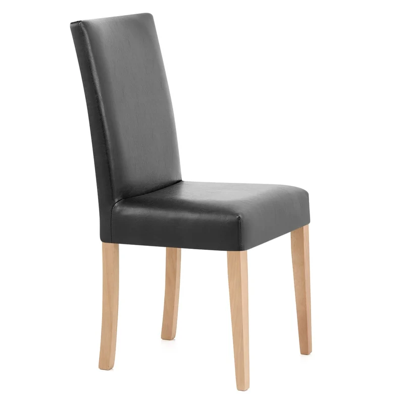 Chaise Cuir Croûté Bois - Chicago Chêne Noir