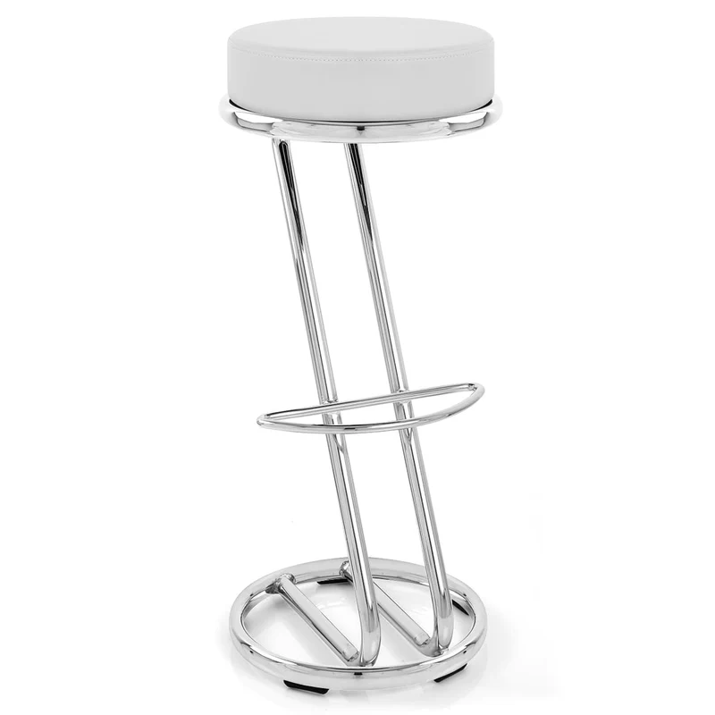 Tabouret Faux Cuir Chrome - Haut Zed Blanc