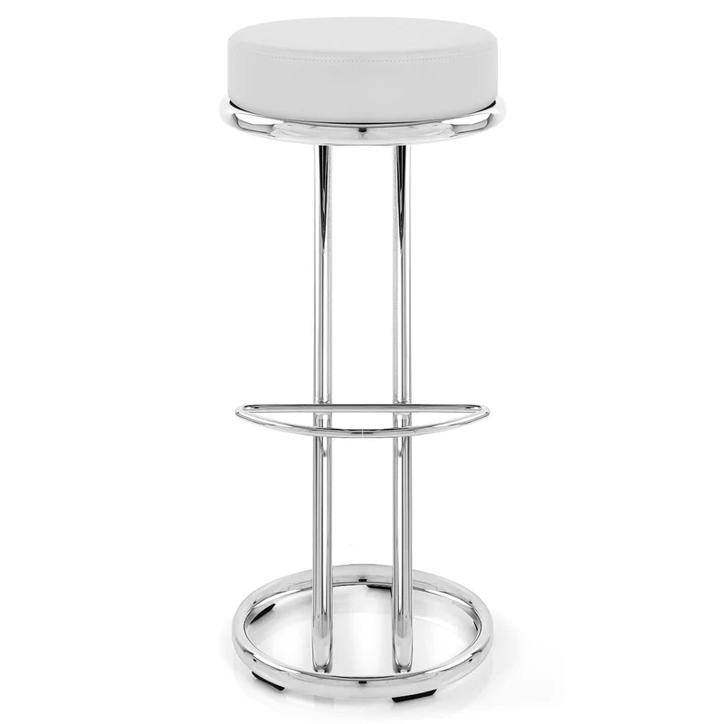 Tabouret Faux Cuir Chrome - Haut Zed Blanc