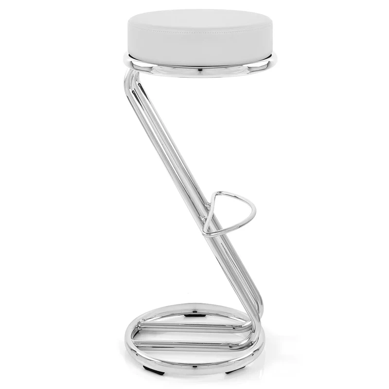 Tabouret Faux Cuir Chrome - Haut Zed Blanc