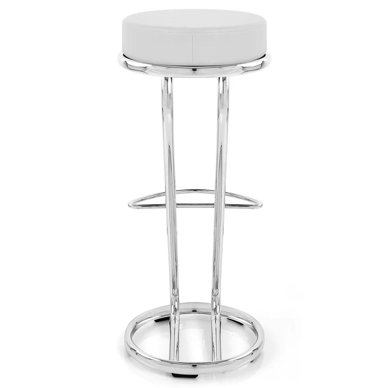 Tabouret Faux Cuir Chrome - Haut Zed Blanc