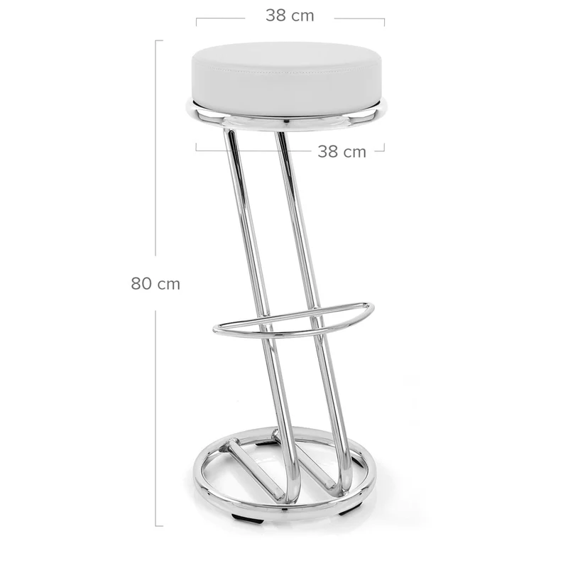 Tabouret Faux Cuir Chrome - Haut Zed Blanc