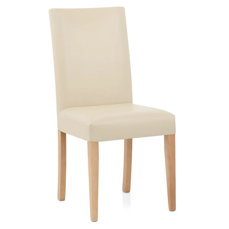 Chaise Cuir Croûté Bois - Chicago Chêne Crème