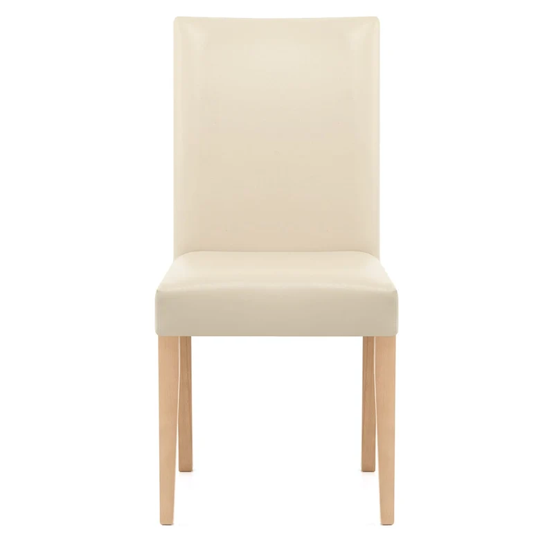 Chaise Cuir Croûté Bois - Chicago Chêne Crème